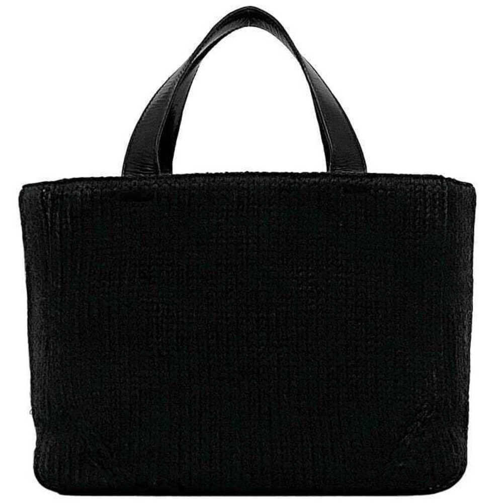 Prada Handbag Black Nero Black MAGLIA VITELL Wool Leather Triangle Logo Plate - Picture 1 of 10
